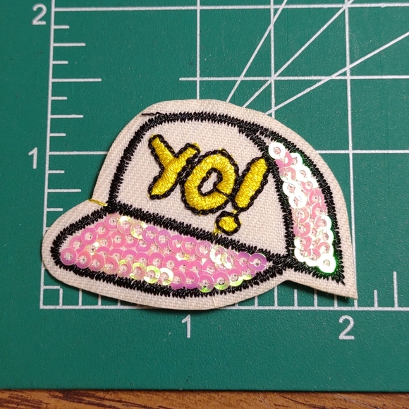 Hot Topic Accessories - 2/$10 Embroidered Hat Patch with Pink Iridescent Sequins